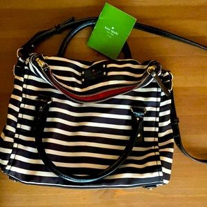 black and white striped Kate Spade bag with additional strap. great condition.